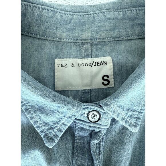 Rag & Bone Dumont Thin Denim Button Down Open Back Shorts Romper - Picture 6 of 7